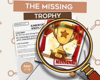 Gioco investigativo giallo per bambini / Il caso del trofeo scomparso / Giallo scolastico stampabile / Età 7-12 anni