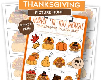 Thanksgiving Scavenger Hunt for Kids – Printable Thanksgiving Picture Hunt – Kids Fall Game – Family Activity – Fall Treasure Hunt – PreK