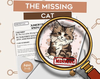 Detective Mystery Game for Kids | Printable Cat Game | The Case of the Missing Cat | Ages 7–12