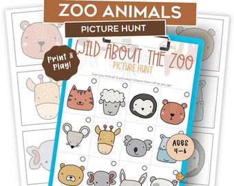 Zoo Scavenger Hunt for Kids – Printable Zoo Picture Hunt – Animal Birthday Party Game – Family Activity – Kindergarten Game – Pre-K Fun