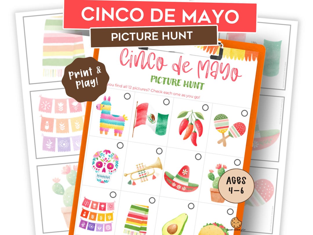 Cinco De Mayo Picture Hunt for Kids | Printable Game | Find and Match ...