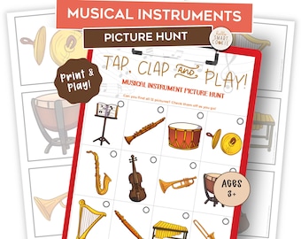 Musical Instruments Scavenger Hunt – Printable Music Activity for Kids – Preschool Music Classroom Picture Hunt – Homeschool – Ages 3–5