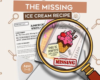 Ice Cream Detective Mystery Game for Kids | Printable Summer Mystery Activity | The Case of the Missing Ice Cream Recipe | Ages 7–12