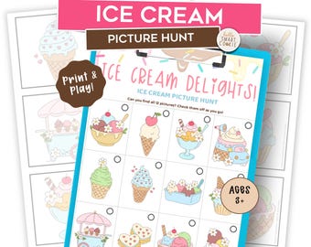 Ice Cream Scavenger Hunt – Printable Picture Hunt for Kids – Summer Party Game – Ice Cream Birthday Activity – Preschool Game – Screen-Free