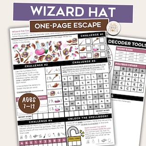 Jeu d'évasion magique sur une page pour les enfants de 7 à 12 ans – Jeu de société fantastique à imprimer – Idéal pour une fête d'anniversaire, une soirée jeux en famille ou une activité scolaire