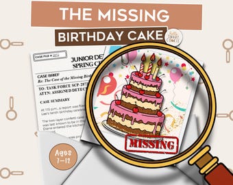 Detective Mystery Game for Kids | Birthday Party Printable | The Case of the Missing Birthday Cake | Ages 7–12