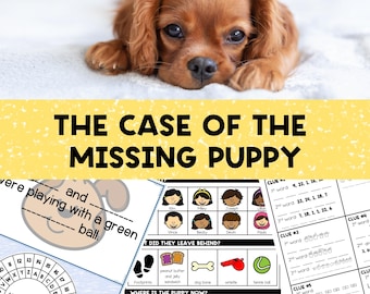 Mystery Party Game for Kids, The Case of the Missing Puppy, Secret Agent Party, Detective Party, Escape Room for Kids, Printable Party Props