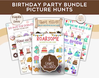 Birthday Scavenger Hunt Bundle – 6 Printable Picture Hunts for Kids – Preschool Birthday Party Activities – Ages 3–5 – Classroom Activities