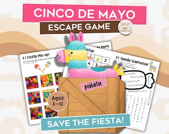 Cinco de Mayo Escape Room for Kids – Save the Fiesta Printable Party Game – Kids Puzzle Game – Family Game Night – May 5 Escape Room