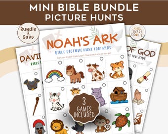 Bible Picture Hunt Bundle for Kids – Printable Preschool Bible Scavenger Hunts – Noah's Ark, David & Goliath, Armor of God – Ages 3–5