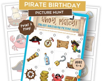 Pirate Birthday Scavenger Hunt for Kids – Printable Pirate Picture Hunt – Kids Birthday Party Game – Family Activity – Pirate Treasure Hunt
