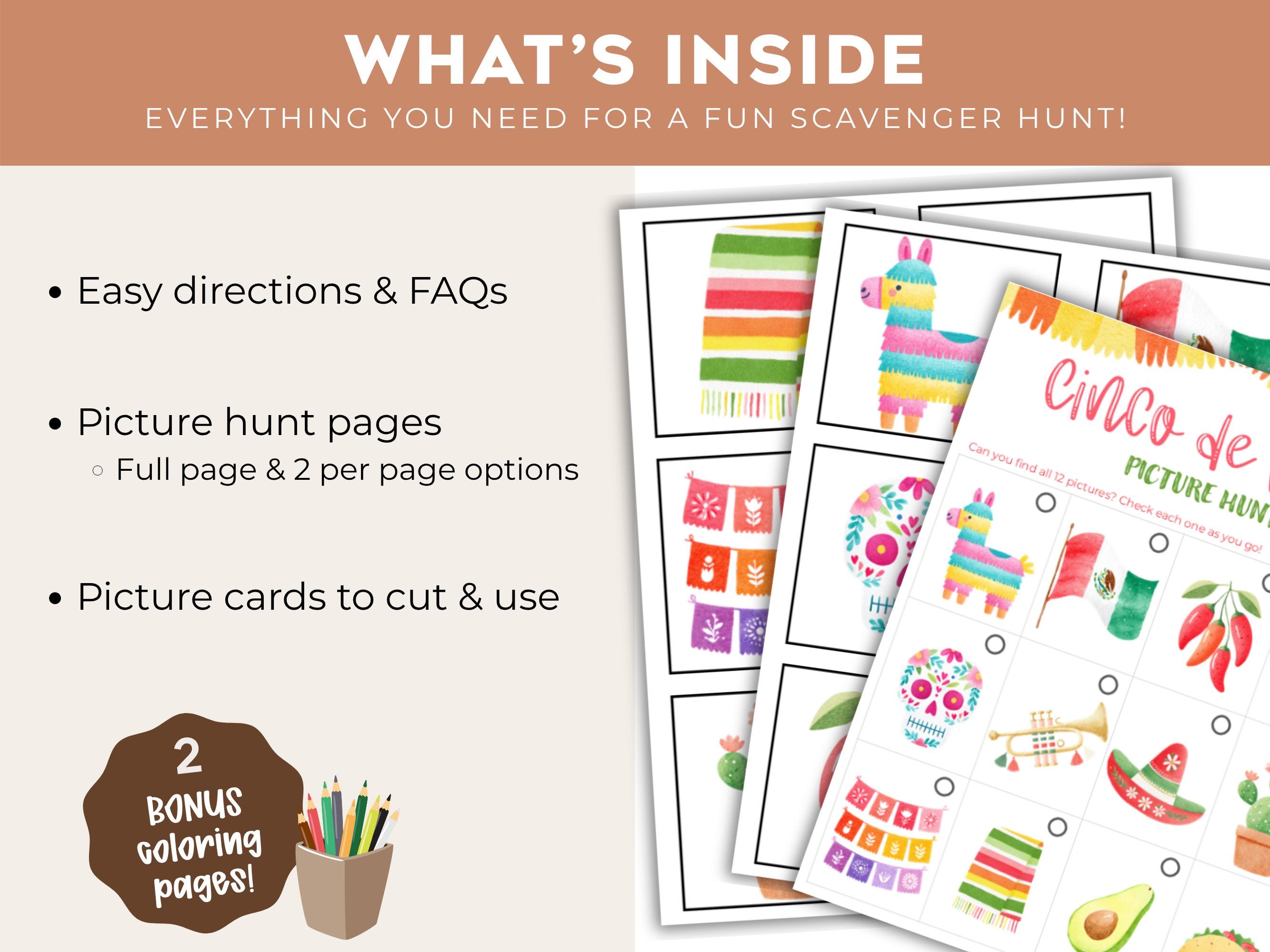 Cinco De Mayo Scavenger Hunt – Printable Picture Hunt for Kids – Fiesta ...