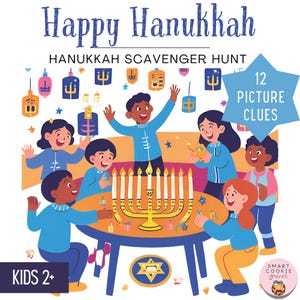 Kids Hanukkah Picture Scavenger Hunt, Hanukkah Treasure Hunt, Hanukkah Printable Game, Hanukkah Party Game, Toddler Hanukkah Activity Game