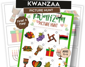 Kwanzaa Scavenger Hunt for Kids – Printable Kwanzaa Picture Hunt – Kids Holiday Game – Family Activity – Treasure Hunt – Preschool Game