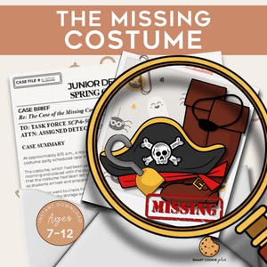 Juego de misterio y detectives de Halloween para niños / Juego de Halloween imprimible / El caso del disfraz desaparecido / Edades de 7 a 12 años