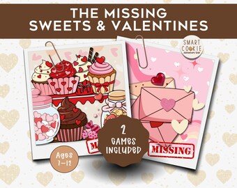 Valentine's Day Detective Mystery Game for Kids | Printable Birthday Game Bundle | Missing Sweets & Valentines Cases | Ages 7–12