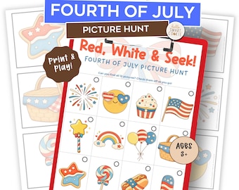 Fourth of July Scavenger Hunt – Independence Day Printable Picture Hunt for Kids – Patriotic Party Game – Preschool Activity – Ages 3–5
