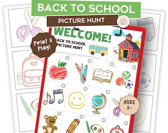 Back to School Chalk Doodles Scavenger Hunt – Preschool Picture Hunt – Printable First Day of School Activity – Kindergarten – Ages 3–5