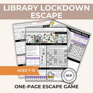 Pokój zagadek dla dzieci w czasie kwarantanny w bibliotece | Jednostronicowa układanka | Gra logiczna do druku | Wiek 7–12 lat