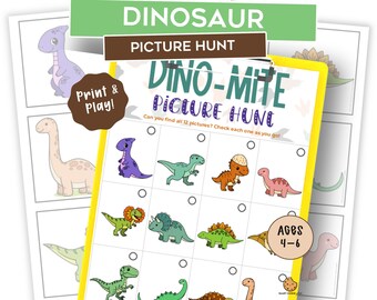 Dinosaur Scavenger Hunt for Kids – Printable Dinosaur Picture Hunt – Pre-K Treasure Hunt – Family Activity – Preschool Classroom Game