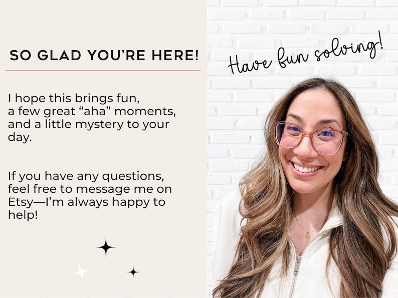 Printable game welcome page with instructions and message from creator