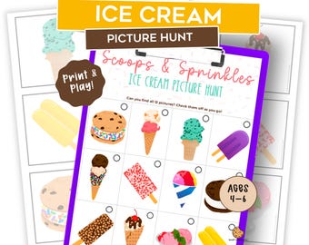 Ice Cream Scavenger Hunt for Kids – Printable Ice Cream Picture Hunt – Ice Cream Birthday Party Game – Family Activity – Preschool Fun