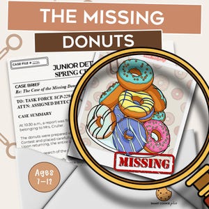 Detective Mystery Game for Kids | Birthday Party Game Printable | The Case of the Missing Donuts | Ages 7–12