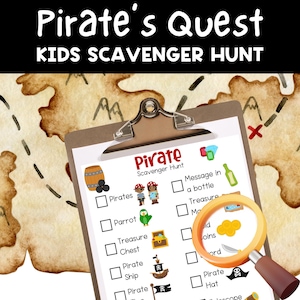 Piraten-Schnitzeljagd, Piraten-Geburtstags-Party-Spiel für Kinder, Printable für Kinder, Piraten-Jagd, Piraten-Schnitzeljagd, Indoor-Schnitzeljagd