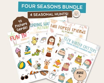 Four Seasons Picture Hunt Bundle – Printable Scavenger Hunts for Kids – Preschool Activity – Classroom, Homeschool & Daycare – Ages 3–5