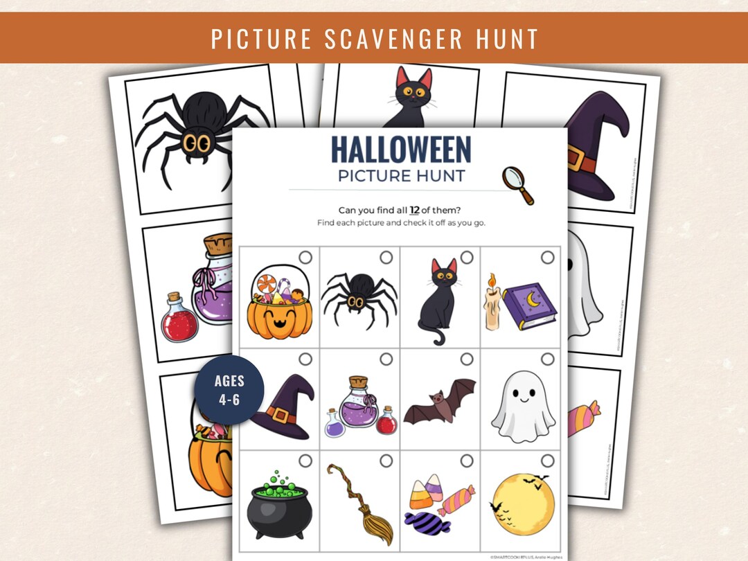 Halloween Picture Scavenger Hunt for Kids | Printable Hunt Game | Ages ...