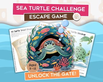 Sea Turtle Escape Room for Kids – Summer Ocean Rescue Game – Printable Puzzle Activity – Birthday Party Game – Family Game Night – Ages 8-13