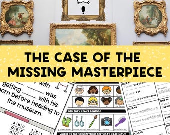 Kids Mystery Party Game, The Case of the Missing Masterpiece, Secret Agent Party, Detective Party, Kids Escape Room, Printable Party Props