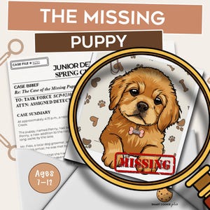 Detective Mystery Game for Kids | Printable Pet Mystery | The Case of the Missing Puppy | Ages 7–12
