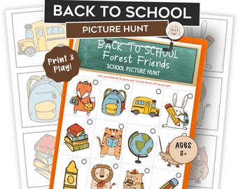 Back to School Scavenger Hunt – Forest Friends Picture Hunt – Printable First Day of School Activity – Preschool & Kindergarten – Ages 3–5