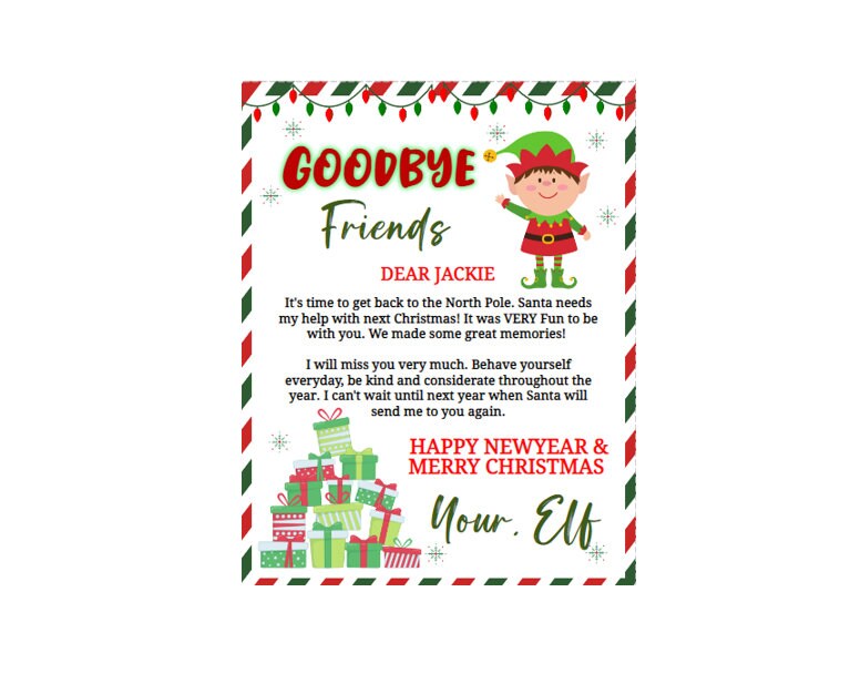 Editable Elf Goodbye Letter Exit Letter Christmas Elf Elf is Leaving ...
