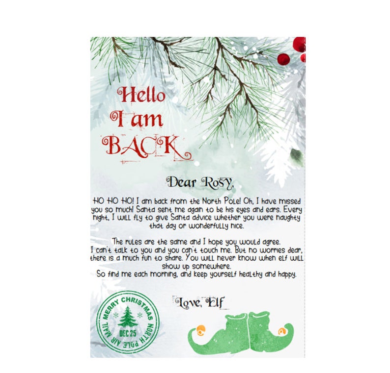 Editable Elf Arrival Letter Return Letter Christmas Elf Elf is Back