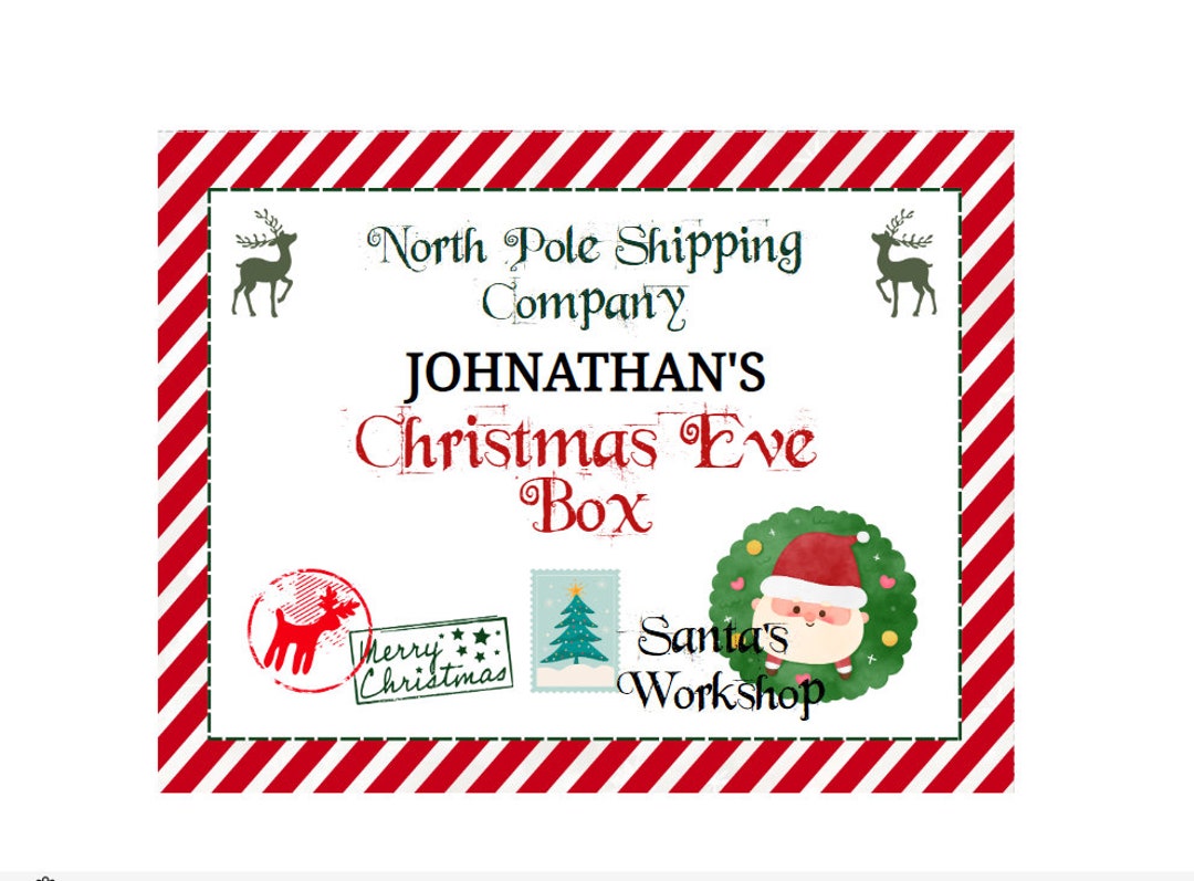 EDITABLE Personalized Christmas Eve Box Label Printable Christmas Eve ...