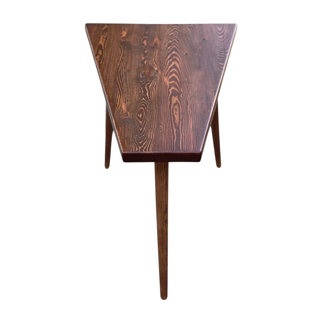 Wedge Table / Custom Made / Trapezoid End Table / Midcentury Modern