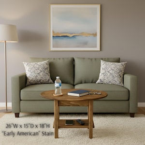 Handmade Small Oval Coffee Table with Shelf: Mid-Century Modern Style — Many Sizes and Stains