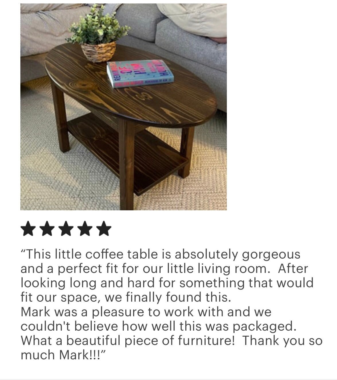 Small Oval Coffee Table With Shelf / Little Midcentury Coffee Table