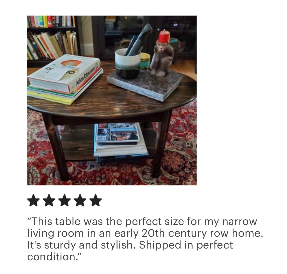 Small Oval Coffee Table With Shelf / Little Midcentury Coffee Table