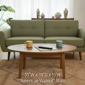 Small Handmade Mid-Century Oval Coffee Table – Solid Radiata Pine, Scandinavian Splayed-Leg Design