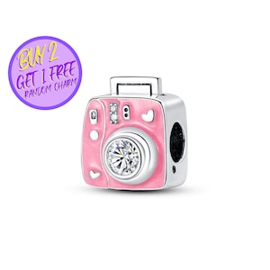 Pinky Retro Camera Charm For Bracelet, Designer Camera Charm For Birthday Gifts For Her, Christmas Gifts For Her