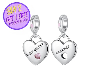 Mother Daughter Dangle Charm For Charms, Two Pieces Charm, Birthday Gifts For Mother, Christmas Gifts For Mom, Sterling Silver Charm