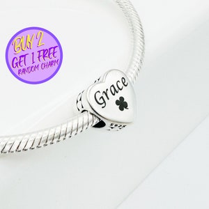 Personalized Heart Charm For Bracelet, Custom Heart Charm, Heart Charm, Engraved Charm, Sterling Silver Charm