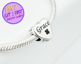 Personalized Heart Charm For Bracelet, Custom Heart Charm, Heart Charm, Engraved Charm, Sterling Silver Charm