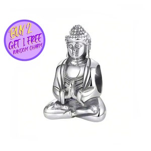 Buddhist Charm For Bracelet, Designer Charms For Bracelet, Religion Charm, Sterling Silver Charm