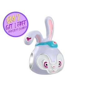 Cute Bunny Charm For Bracelet, Animal Theme Charm, Gift Charm, Bunny Charm, Sterling Silver Charm