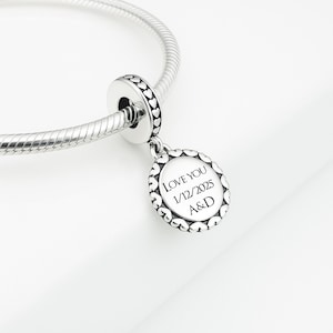 Personalized Dangle Charm For Bracelet, Custom Charm, Dangle Charm, Engraved Charm, Sterling Silver Charm