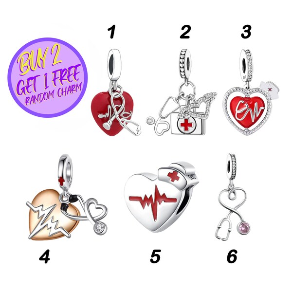 Medical Charms For Bracelet, Sterling Silver Charms, Nurse Charms, Doctor Charms